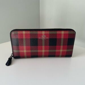 Coach Plaid Medium Zip Wallet
